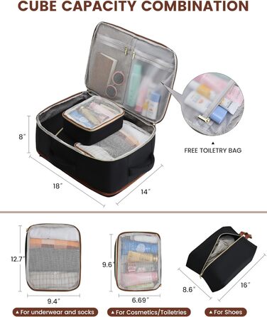 LOVEVOOK Рюкзак для ручної поклажі, 40L, водонепроникний, для подорожей, з відділенням для взуття, для ноутбука (17.3 дюймів), чорний+сірий+коричневий