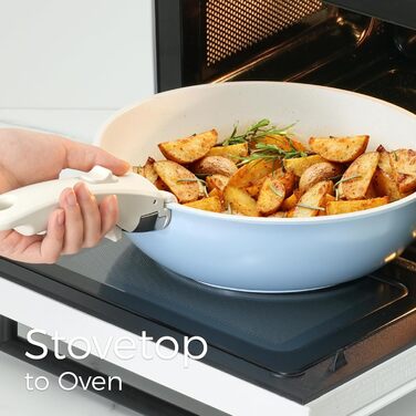 Набір посуду 15 предметів, антипригарне покриття, знімні ручки, посуд для кемпінгу, сумісний з індукцією, блакитний