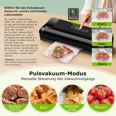 Вакуумний пакувальник Bonsenkitchen: швидкий, компактний, для продуктів харчування, з аксесуарами