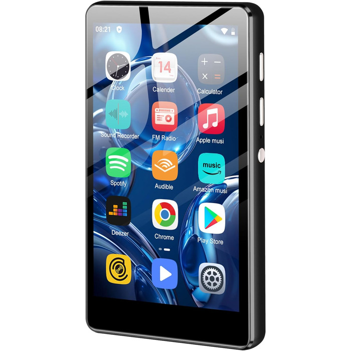 MP3 плеєр SWOFY 80GB з Bluetooth та Wi-Fi, 4.0-дюймовий сенсорний екран, Android MP4 плеєр з підтримкою Spotify, Amazon Music, FM-радіо та браузером (Чорний)