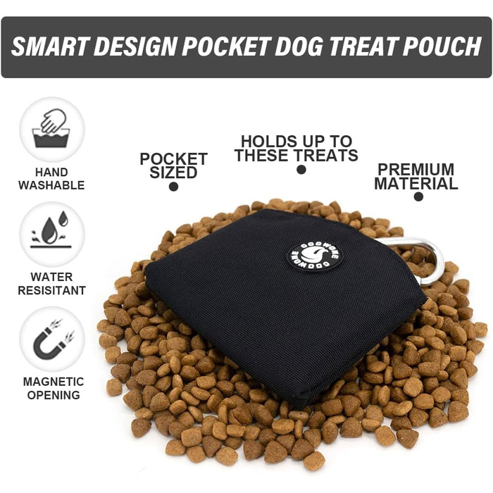 Сумка для ласощів для собак COOWONE, з магнітною застібкою, 900D Oxford, для дресирування та прогулянок, чорна