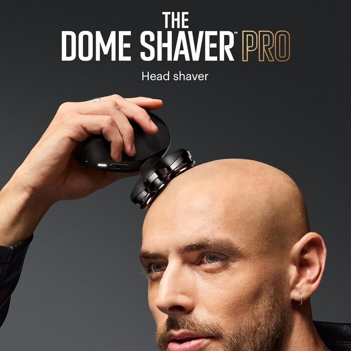 MANSCAPED® The Dome Shaver™ PRO Head Shaver for Men, 5 rotating SkinSafe® blades with FlexAdjust Technology, waterproof, USB-C/Inductive charging, battery-powered, travel lock