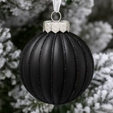 Чорні новорічні прикраси SLEETLY 28 шт. - кулі, льодинці, сніжинки. Стійкі до пошкоджень, пластикові