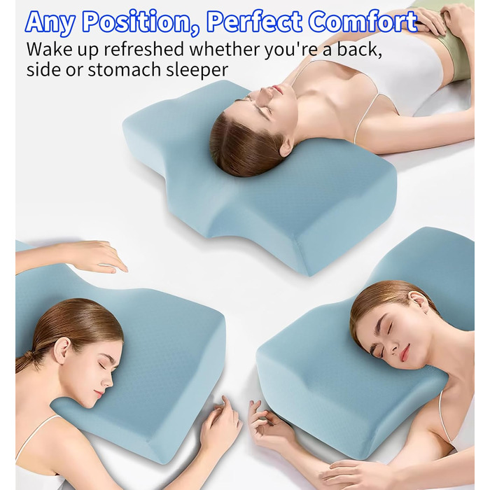 Ортопедична подушка Hydomi Memory Foam для шиї та плечей, для сну, ергономічна, регульована, для тих, хто спить на боці, спині та животі, сіра та біла