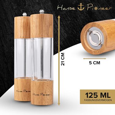 Набір для мелення спецій: солянка та перечниця з акації з регулюванням помелу - якісні млини з керамічним механізмом