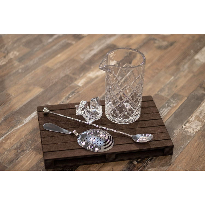 Buddy's Bar - Mixing Set, Mixing Glass 500 ml, heavy-duty quality, 27 cm bar spoon, strainer/bar sieve, stainless steel highly polished, food-safe, dishwasher-safe, bar set including gift box