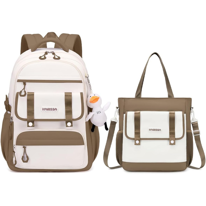 Шкільний рюкзак для дівчинки 2 в 1, для 3-7 класів, підлітковий, з сумкою через плече, 45 см, коричневий