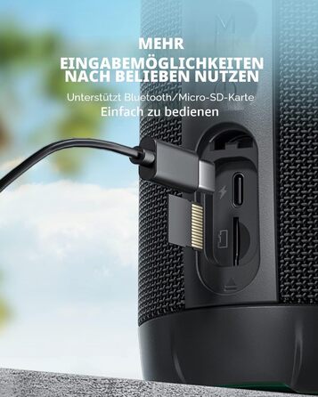 MIFA WildRod Bluetooth колонка 30W, IP67, RGB підсвітка, USB-C, чорна