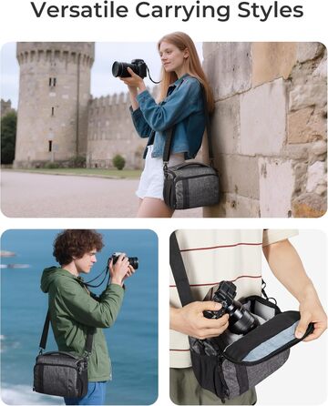 Сумка для камери Bagsmart: DSLR, SLR, System Camera, Об'єктиви та Аксесуари (Сіра)