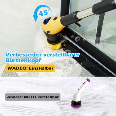 WADEO Electric Cleaning Brush, 17-in-1 Electric Cleaning Brush with Interchangeable Brush Heads and Adjustable Handle, Electric Scrub Brush for Bathroom, Kitchen, Car, Tiles, Floor