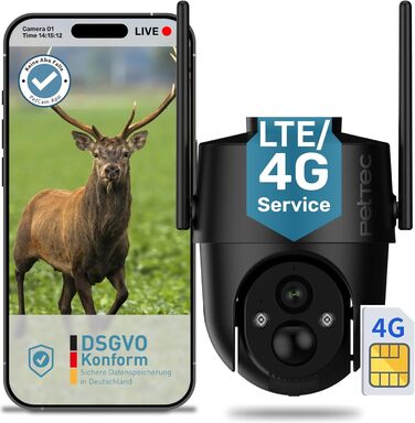 PetTec Pet Cam Buddy: камера для тварин з автоматичним годівницею 8L, Wi-Fi, 2-Way Audio, розпізнавання гавкіту, нічне бачення (LTE/4G, чорний)
