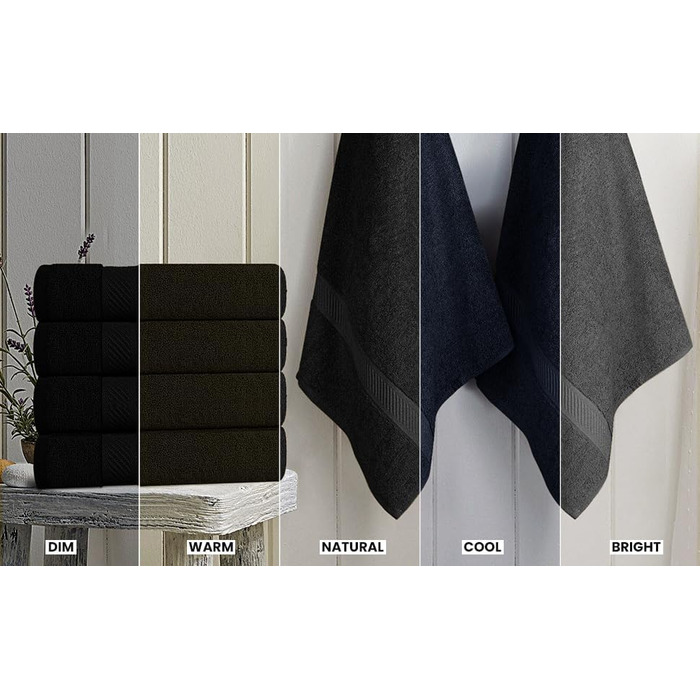 Utopia Towels - 6-Pack medium-sized bath towels made of 100% cotton with hanging loops, 60x120 cm shower towels, soft and absorbent towels (Black)