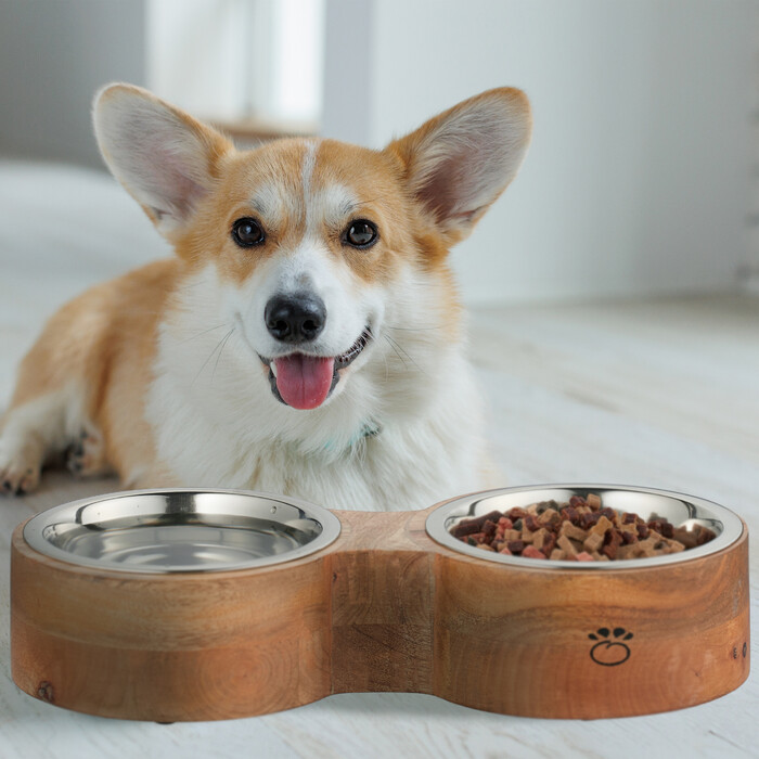 Relaxdays Dog Bowl with 2 Bowl Inserts