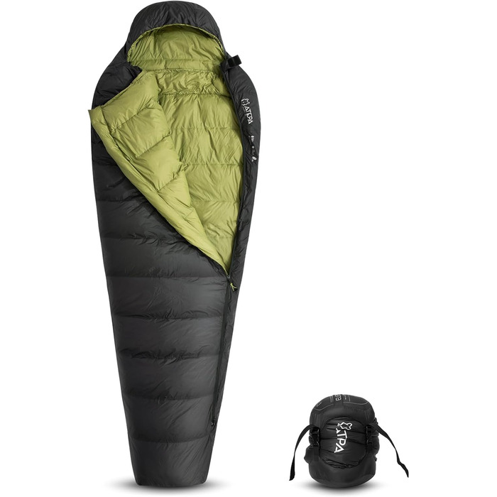 Спальний мішок ATEPA 0°C, чорний, для дорослих, 4-сезонний, водовідштовхувальний, комфортна температура 6°C, межа 1°C, для кемпінгу та подорожей