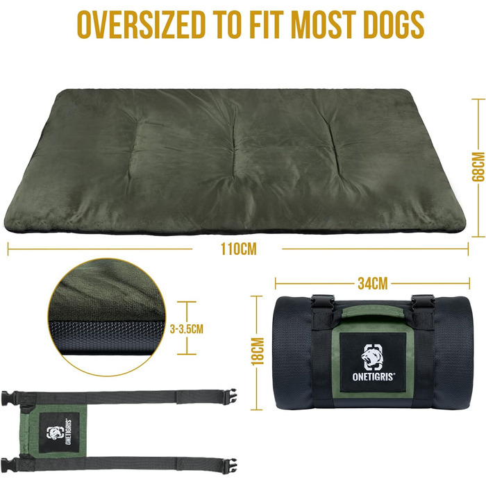 OneTigris Dog Blanket 110cm*68cm, Thickened Velvet Dog Mat Warmer Velvet Dog Bed Cat Bed for Large & Medium-Sized Dogs Travel Camping Outdoor, Reversible and Portable, Hand Washable