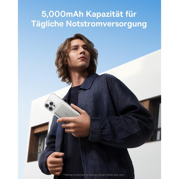 Power Bank Baseus Picogo AM41: Тонкий Magsafe Powerbank, PD 20W, 5000mAh, USB-C, для iPhone 17/16/15/14/13/12 (Titan)