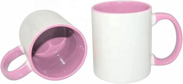 MR.R 11 Unzen Sublimation blank coffee mugs, 6-piece set, porcelain, mug, coffee cup, 325 ml, with pink interior and handle, 6 pieces
