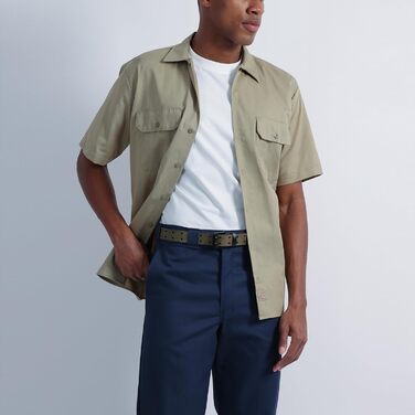 Чоловічий шкіряний ремінь Dickies з подвійною зубчастою застібкою (42-44, оливковий колір, перфорований)