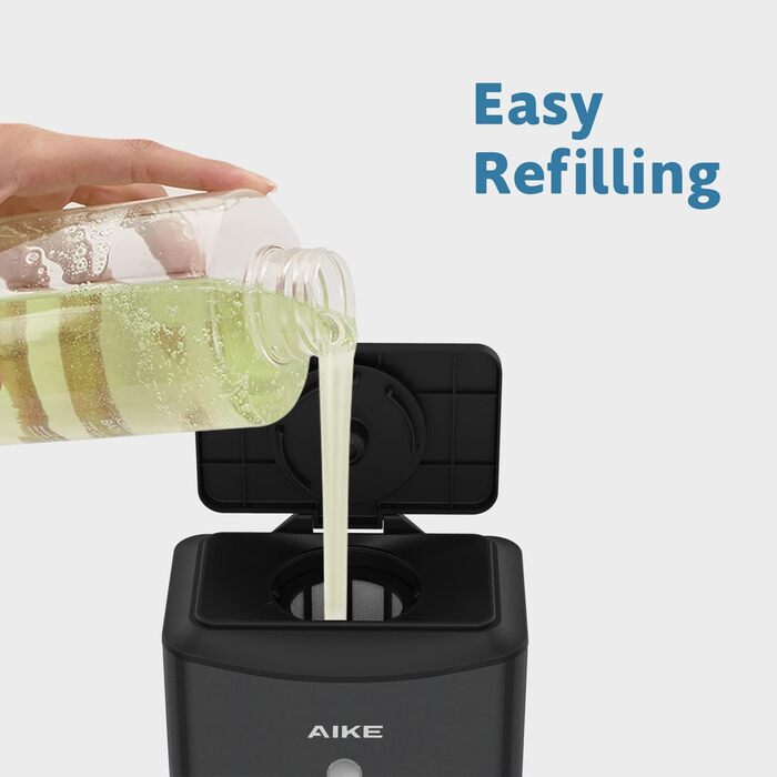 AIKE Automatic Stainless Steel Soap Dispenser - 1100ml Commercial Wall Mount with Window - AK1206 Brushed (Matte Black)
