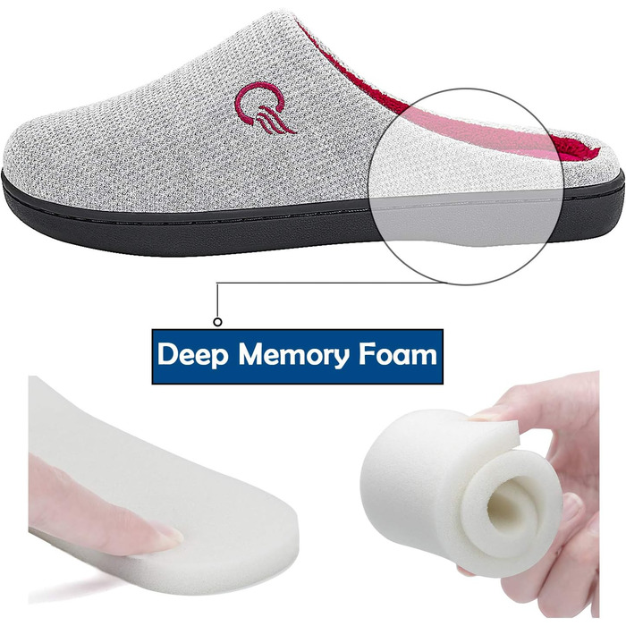 Тапочки зимові Mishansha для дому та вулиці, унісекс, піна пам'яті, розмір 36-47, сірий/червоний