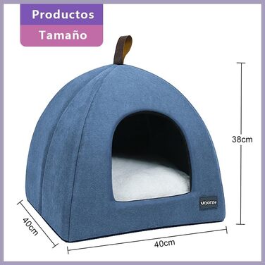 Квіткове ліжко для котів, м'яке, тепле, плюшеве, знімним подушкою (Блакитний M)