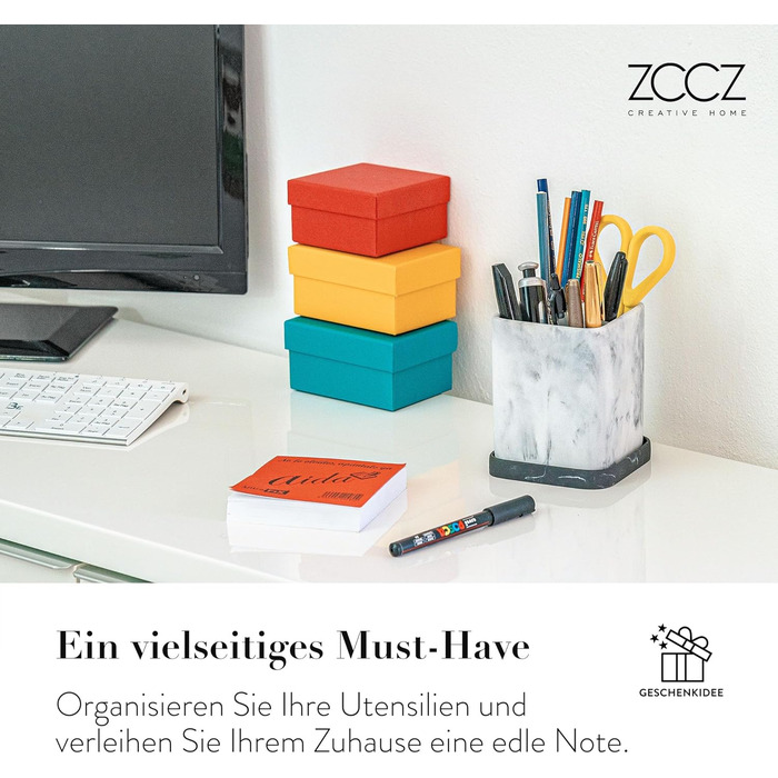 Тримач для зубних щіток ZCCZ для ванної кімнати - керамічний, квадратний, для електричної зубної щітки, білий, під косметику та бритву