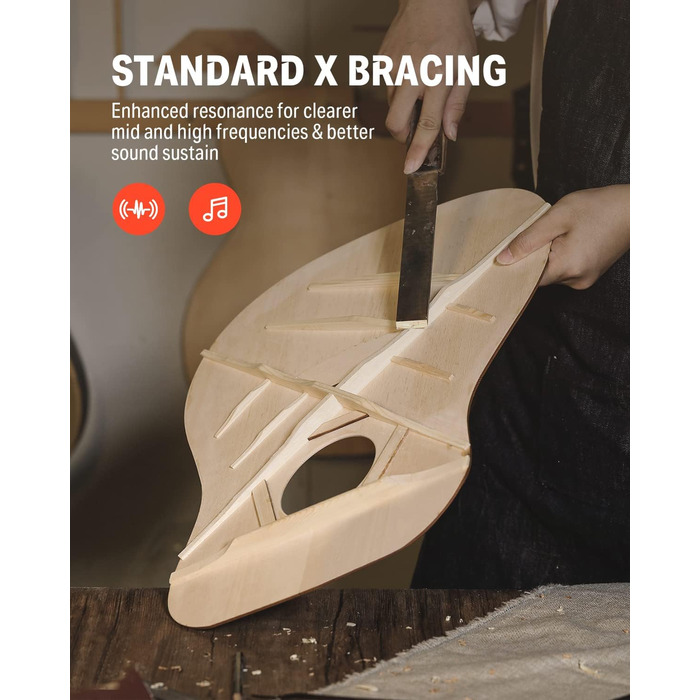 Акустична гітара Donner для початківців, дорослих, 4/4 Dreadnought, 41 дюйм, комплект з аксесуарами (Sunburst)