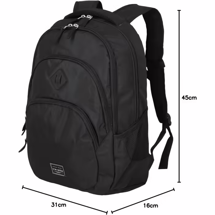 Рюкзак для ручної поклажі Travelite BASICS 22 л, 15,6'' для ноутбука, чорний, міський деньпак з багатьма відділеннями, 45 см