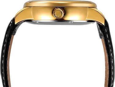 Чоловічий годинник на автоматичному механізмі з сапфіровим склом, корпус з нержавіючої сталі, шкіряний ремінець, годинник-скелетон, календар, золотий/чорний колір