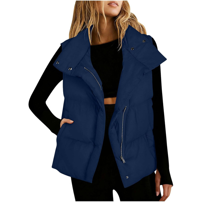 Жіноча куртка з пухом, легка, на блискавці, класичний пуховик, тепла жіноча куртка, коротка, осіння, оверсайз (L, темно-синій)