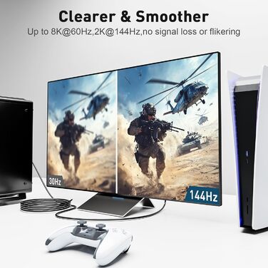 HDMI кабель оптичний 8K 15м, HDMI 2.1, 48Gbps, Ultra High Speed, CL3, AOC, 8K@60Hz, 4K@120Hz/144Hz, Dynamic HDR, eARC, Dolby HDCP2.2, сумісний з PS5, Xbox Series X, PC, TV