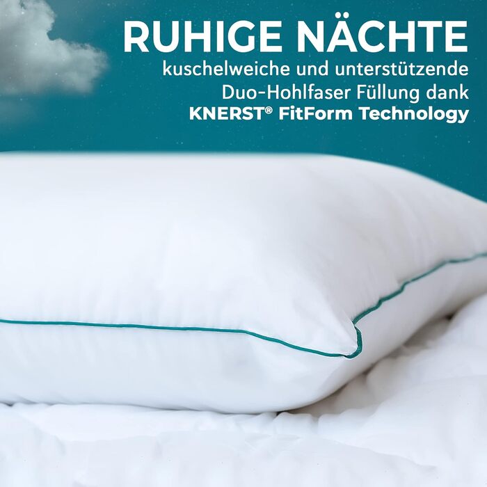 Snuggle-worthy dream pillows - Made in Germany. Pillows 80x80 - 80x80 cm head pillows for seductively soft nights - ergonomic sleeping pillow ideal for every sleeping position - Öko-Tex padding.