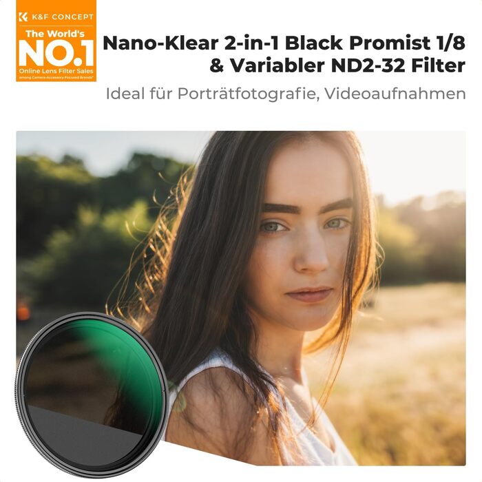Фільтр K&F Concept 2-в-1 72мм Black Mist 1/8 & ND2-ND32 змінний, з нанопокриттям