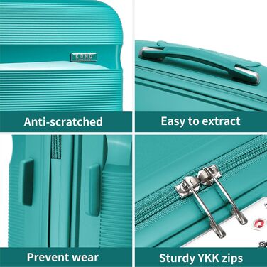 Набір валіз з твердого пластику: середній, великий, extra large, з TSA-замком, 4 колеса, поліпропілен, бірюзово-зелений