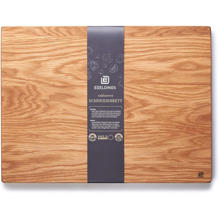 Cutting and Serving Board made of high-quality oak, 40 x 30 cm | Antibacterial kitchen board from Europe | Serving board, breakfast board, solid wood board