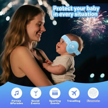 Навушники для захисту слуху дитини, 25db, для дітей до 36 місяців, з шумозаглушенням, блакитні