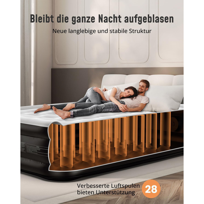 Надувне ліжко Airefina для 1 особи з вбудованим насосом, 99x190x46 см. Гостьове ліжко, компактне, з сумкою для перенесення, до 295 кг