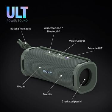 Sony ULT Field 1 Forest Grey - Портативна Bluetooth колонка з глибоким басом, водонепроникна (IP67), 12 год роботи, Forest-Grey