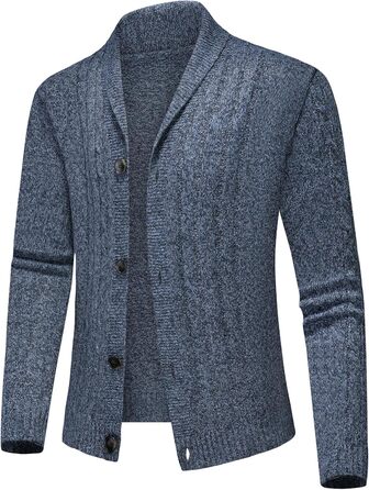 Чоловічий светр з коміром-стійкою, однорядна в'язана кофта для осені та зими (темно-синій, XL)