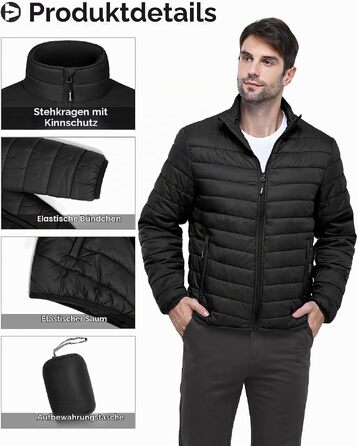 Чоловіча легка утеплена куртка-пуховик Outdoor Ventures, компактна стегана куртка, чорна, розмір XL