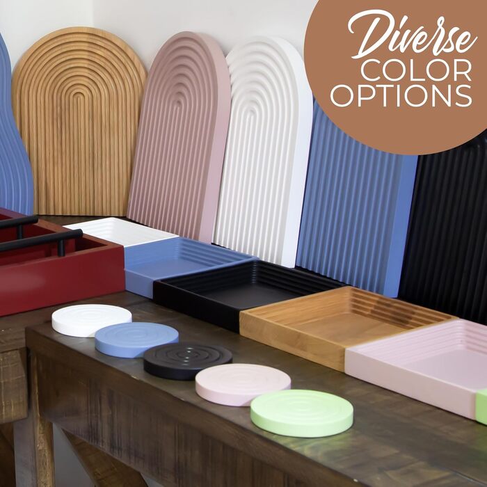Colorful wooden coaster set for drinks, 6-piece set for drinking glasses, table protector for all table types, gift set for all occasions, Black