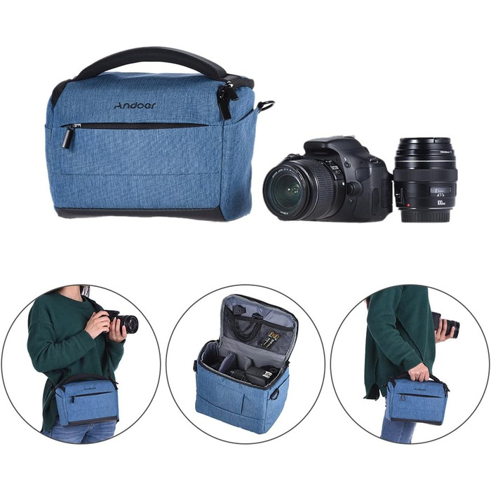 Сумка для камери Andoer: фотосумка для DSLR/зеркальних камер Canon, Nikon, Sony, Fujifilm, Olympus, Panasonic (1 камера + 2 об'єктиви + аксесуари)