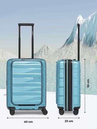 Чемодан середнього розміру з жорстким корпусом | Розкладний валіза-тележка 45 x 27 x 66 см з високоякісного поліпропілену | Унісекс, вага 3,7 кг | Подвійні колеса & TSA-замок (Travel) | Відділення для ноутбука (55 см)