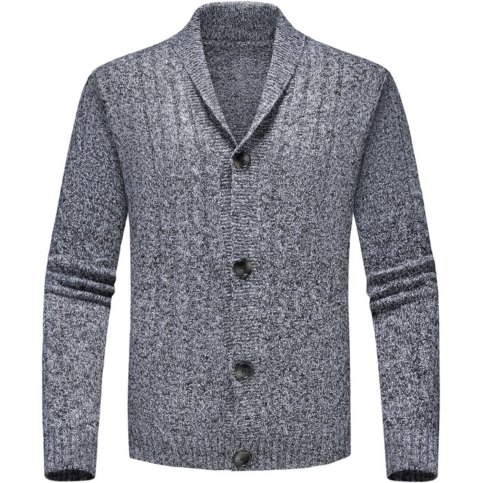 Чоловічий в'язаний пуловер з коміром-стійкою, однорядний, стильний в'язаний жакет для осені та зими (темно-сірий, S)