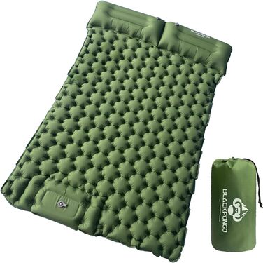 Ultralight Camping Sleeping Pad with Built-in Pillow & Foot Pump - Inflatable Air Mattress for Camping, Backpacking, Hiking, Travel & Tent Use (Gray, Double Size)