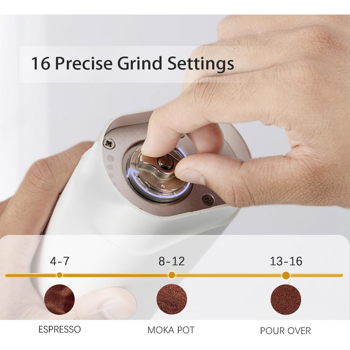 Electric Coffee Grinder, Portable Rechargeable Coffee Grinder, Stainless Steel Burr Grinder, 40g Capacity, Adjustable Grind Size, for Espresso, Drip Coffee, Pour Over, French Press