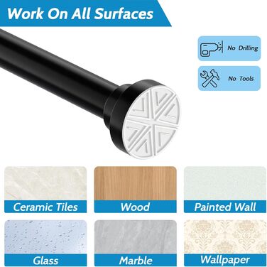 Держак для душової завіси, телескопічна штанга з нержавіючої сталі, 73-175 см, без свердління, сріблястий