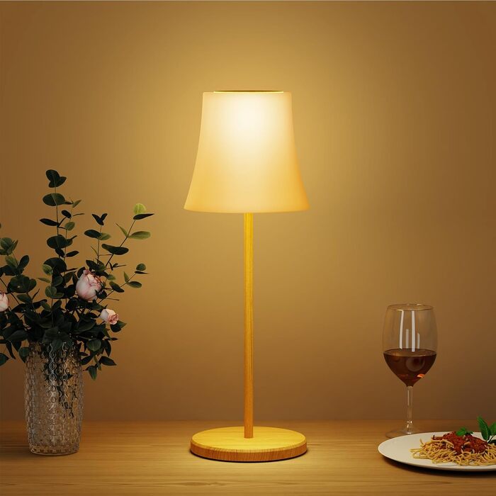 LED-лампа настільна Suright бездротова, акумуляторна з 3 кольоровими режимами та RGB, плавне регулювання яскравості, сенсорне керування, IP54 вологостійка для саду, кемпінгу, вечірки, спальні, кафе, з імітацією текстури дерева