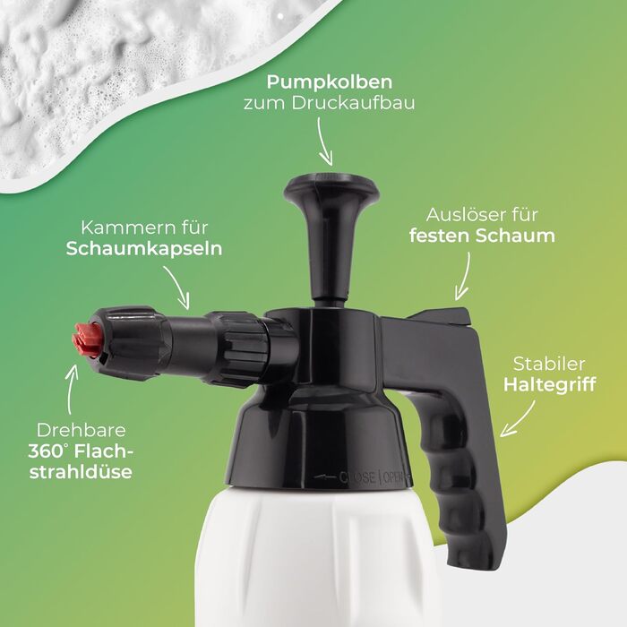 FUSL Grill Cleaner Set – FOAMSTER Foam Cannon + 1L Crust Remover – Extra Strong Grill Cleaner for Gas Grill, Smoker & Grill Grate – Biodegradable & Effective – Made in Germany