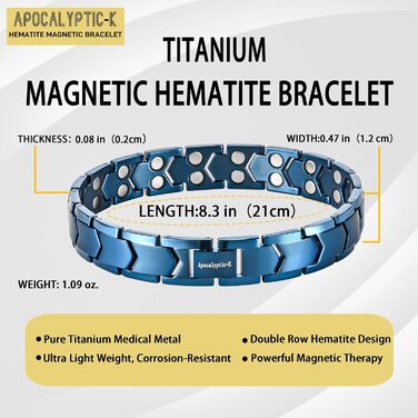 Чоловічий магнітний браслет TITAN, синій. Знімає статичну електрику